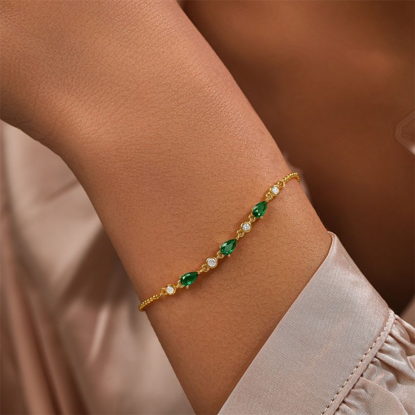 Gold Plating 925 Silver and Combined Zircon Minimalist Bracelet