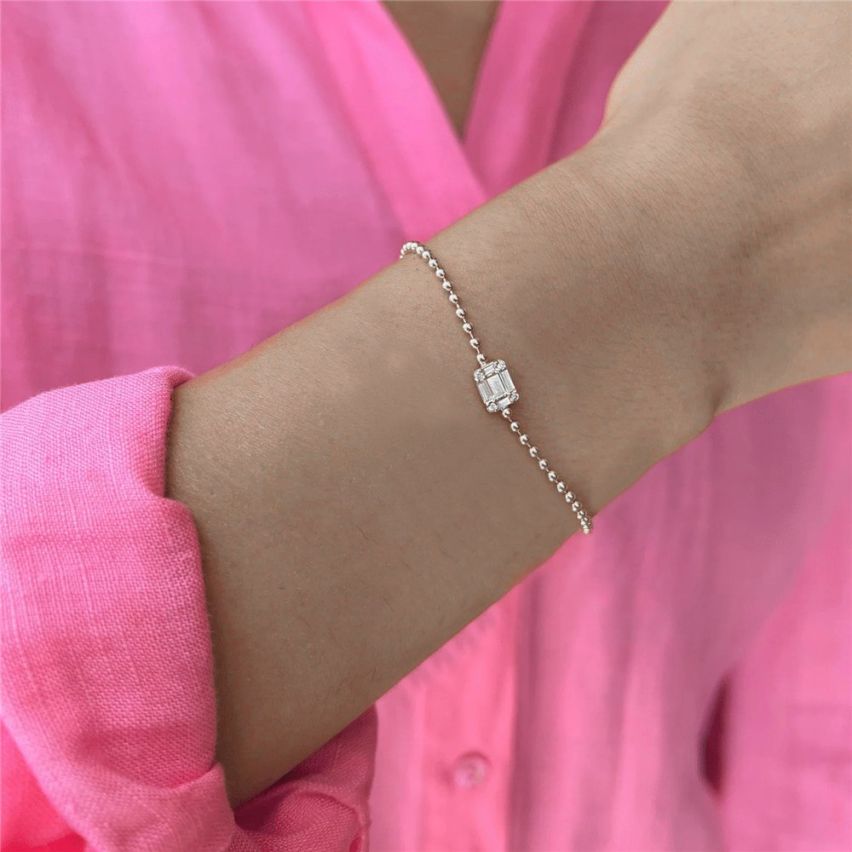 925 Silver and White Zircon Minimalist Bracelet