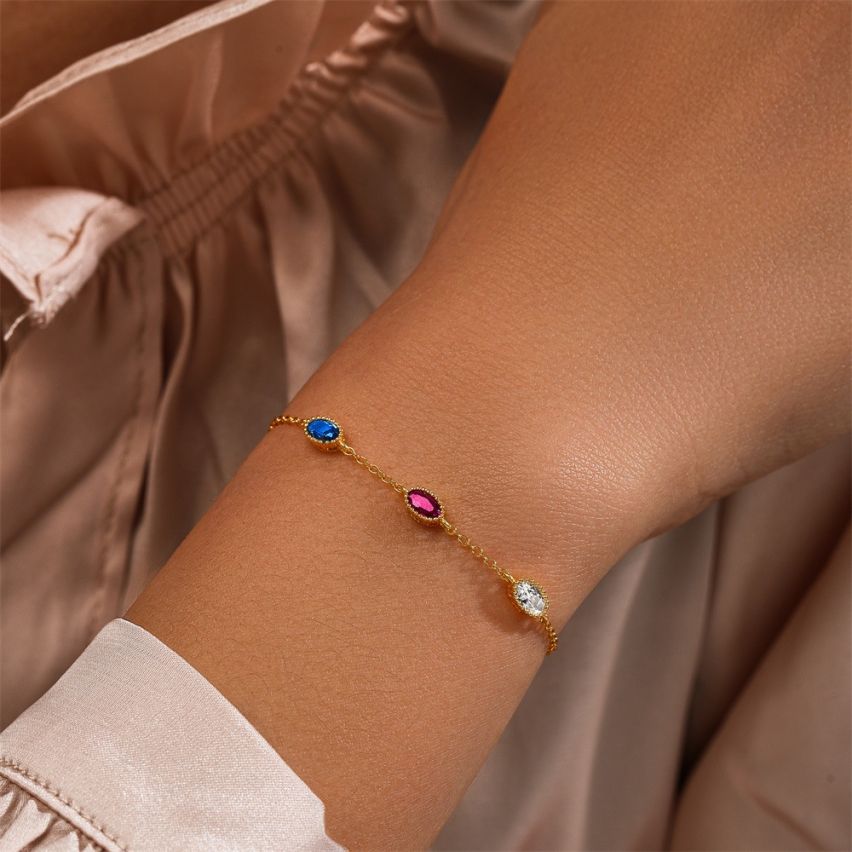 Gold Plating 925 Silver and Combined Zircon Minimalist Bracelet