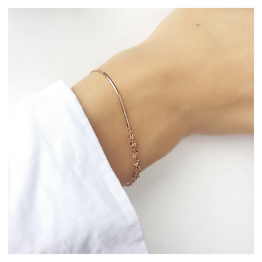 925 Silver and Rose gold Plating Minimalist Bracelet