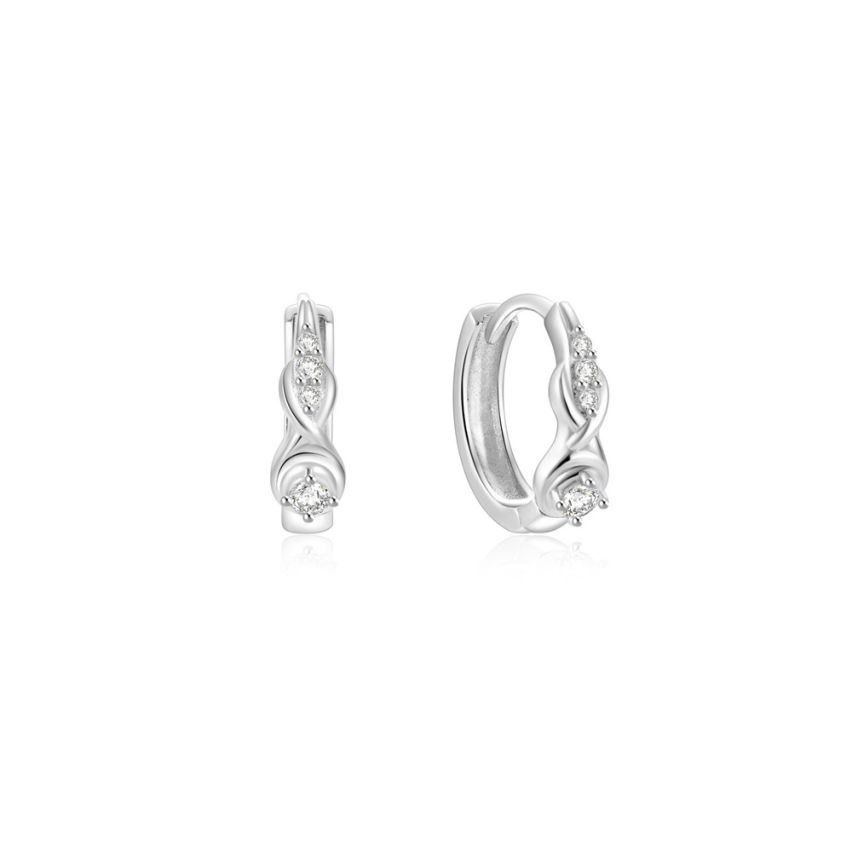 925 Silver and Zircon Hoop Earrings