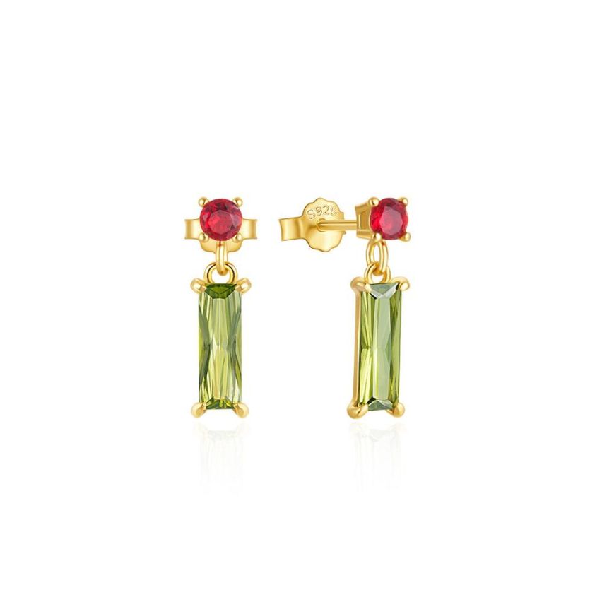 Gold Plating 925 Silver and Zircon Minimalist Earrings