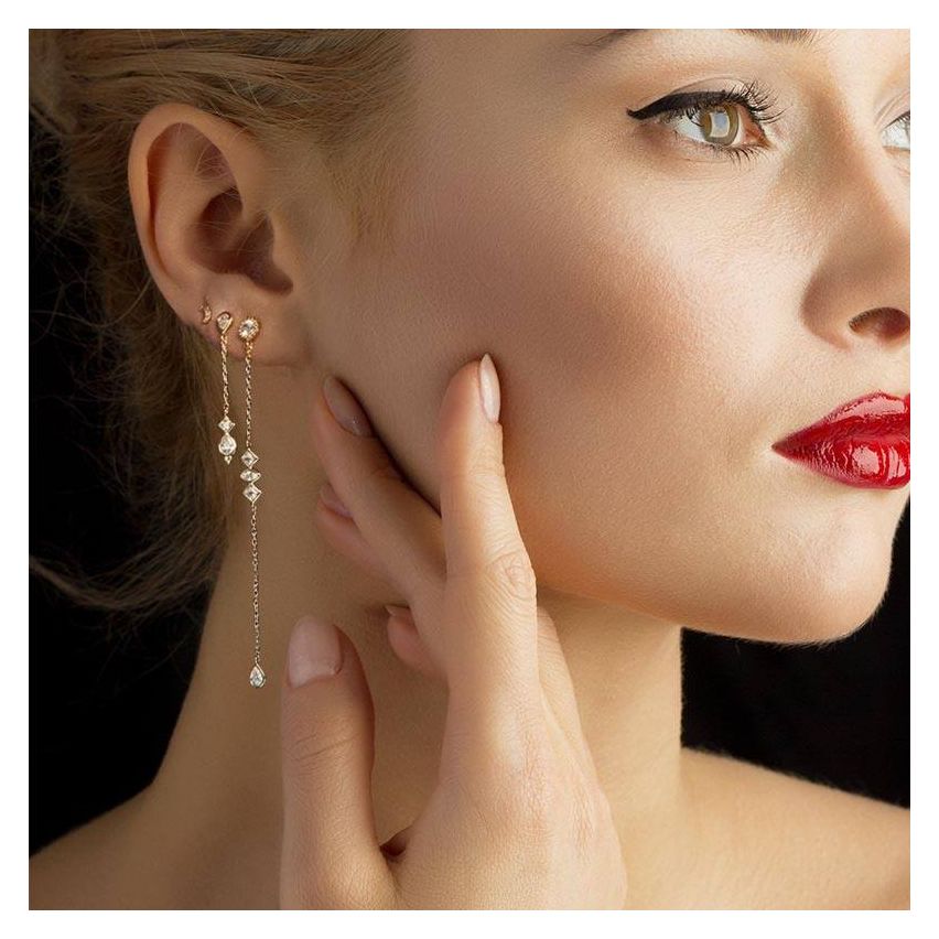 925 Silver and Zircon Long Earrings