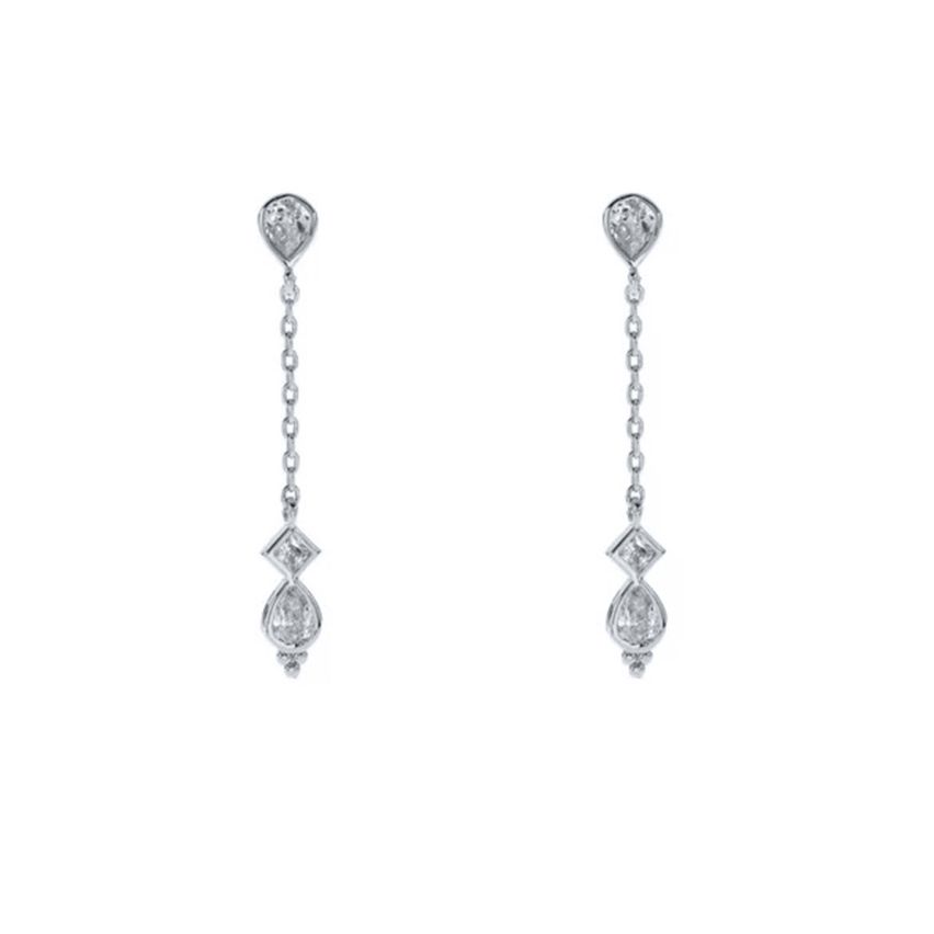 925 Silver and Zircon Long Earrings