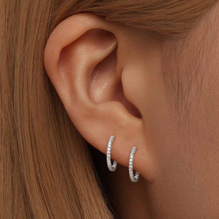 925 Silver and White Zircon Minimalist Earrings