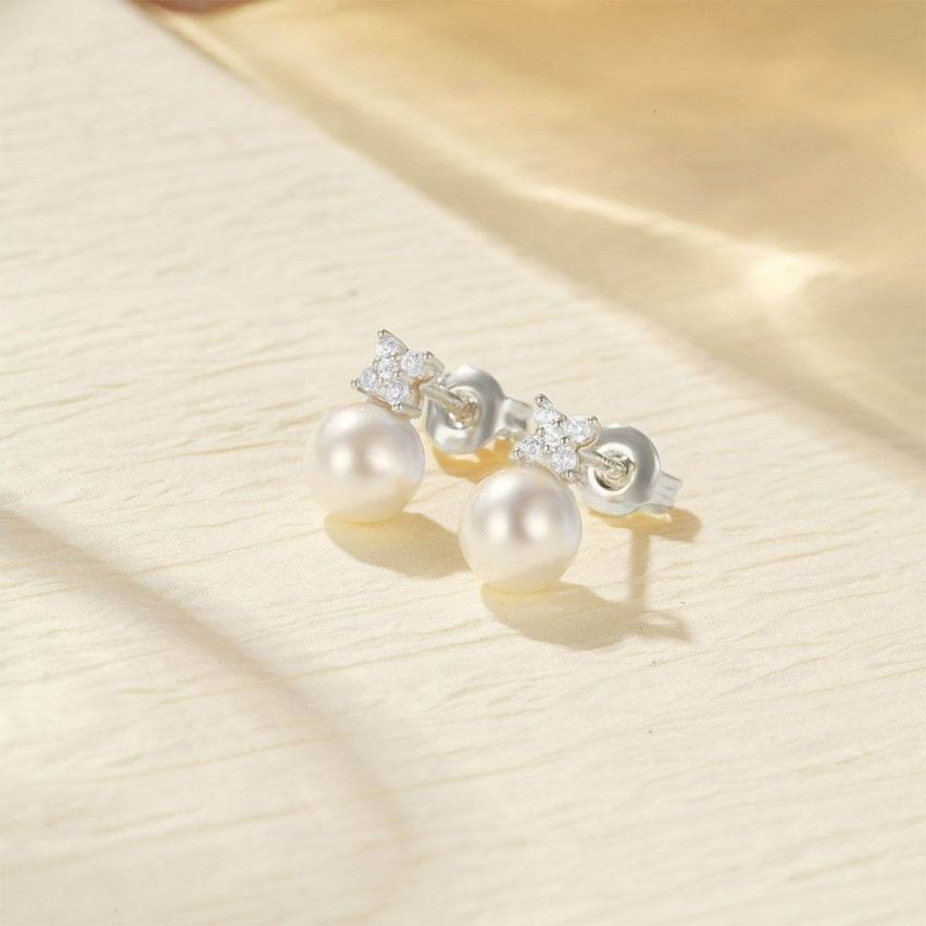 925 Silver and Artificial mother of pearl Minimalist Earrings