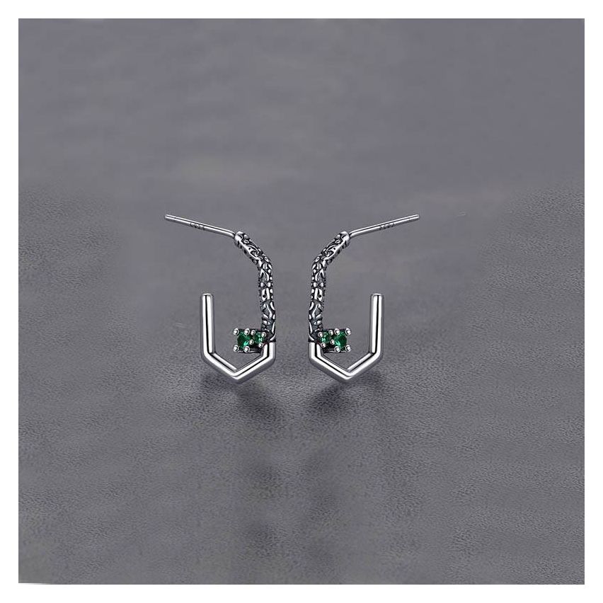 Antique silver 925 Silver and Green Zircon Balinese Earrings