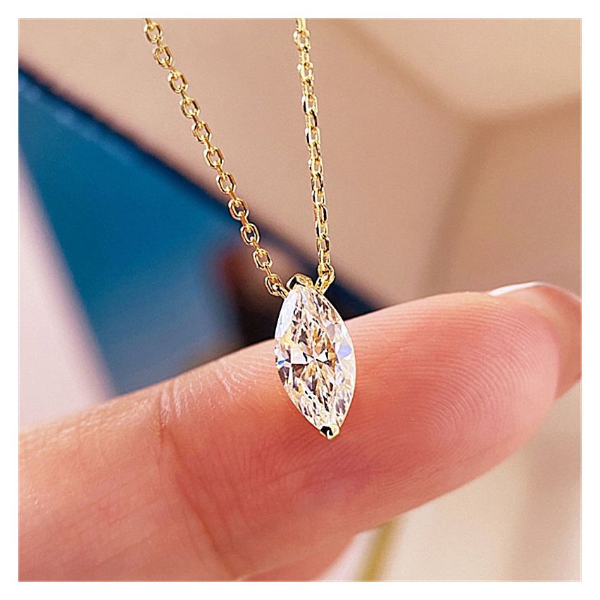 Gold Plating 925 Silver and White Zircon Minimalist Pendant