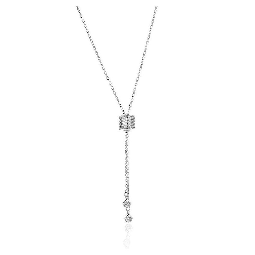 925 Silver and White Zircon Long Pendant