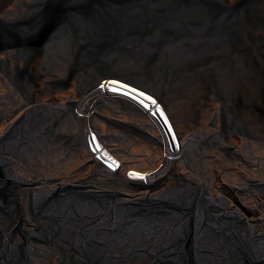 925 Silver and Rhodium Plating Geometric Ring