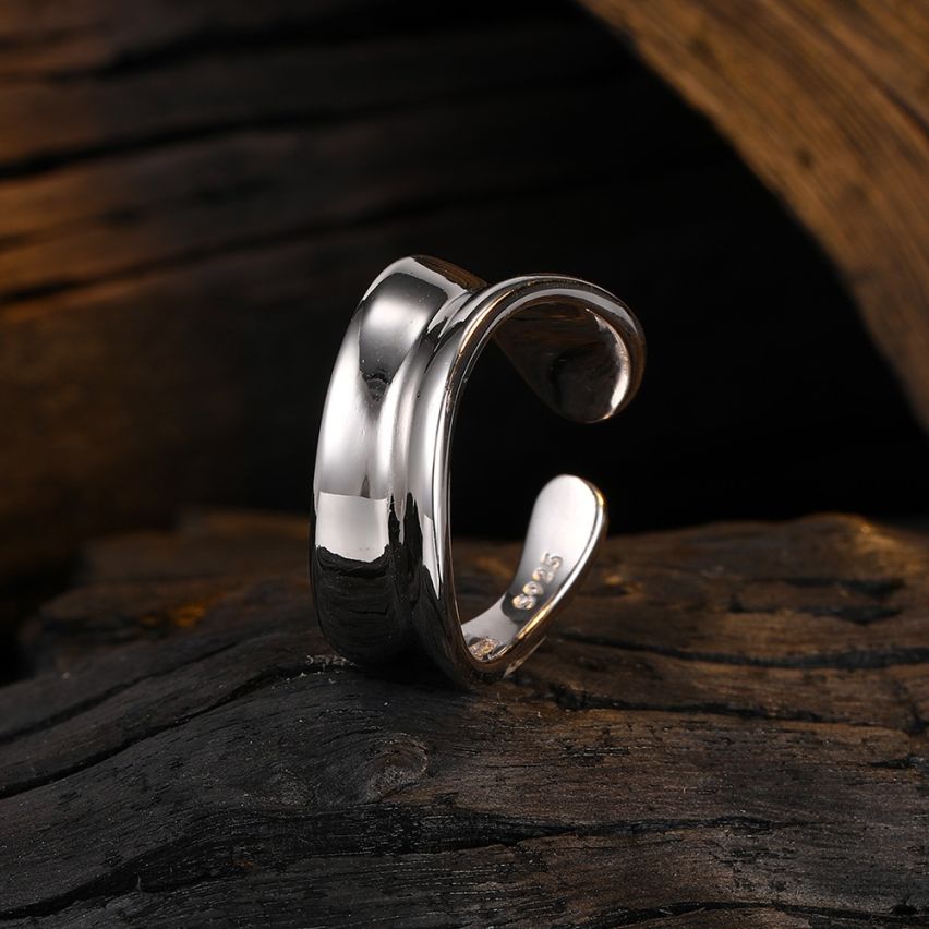 925 Silver and Rhodium Plating Smooth Ring