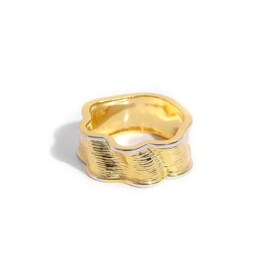 925 Silver and Gold Plating Texture Ring