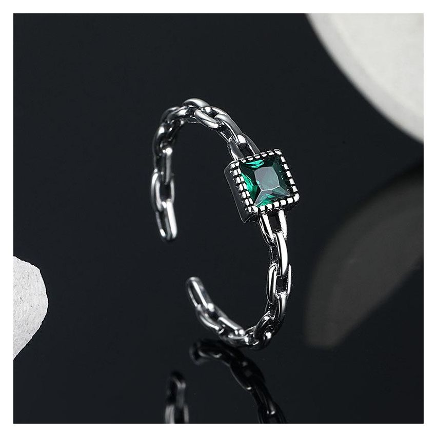 925 Silver and Green Zircon Balinese Ring