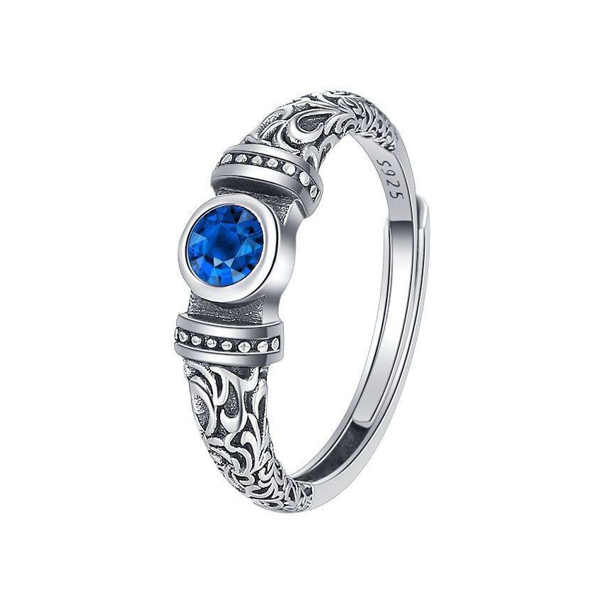 Antique silver S.Steel and Blue Zircon Balinese Ring