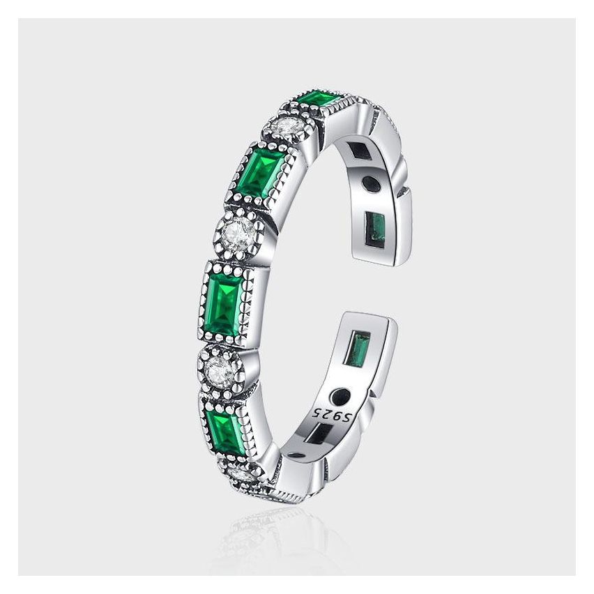 925 Silver and Green Zircon Balinese Ring