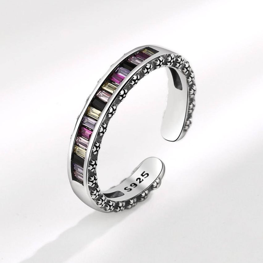 3 galvanization layers 925 Silver and Combined Zircon Balinese Ring