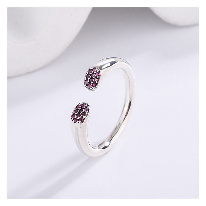 3 galvanization layers 925 Silver and Amethyst Zircon Smooth Ring