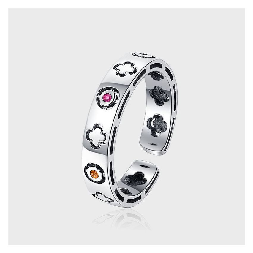 Rhodium Plating 925 Silver and Combined Zircon Urban street Ring