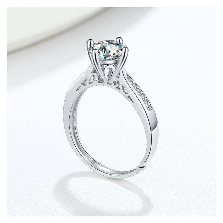 Rhodium Plating 925 Silver and White Promise ring Ring