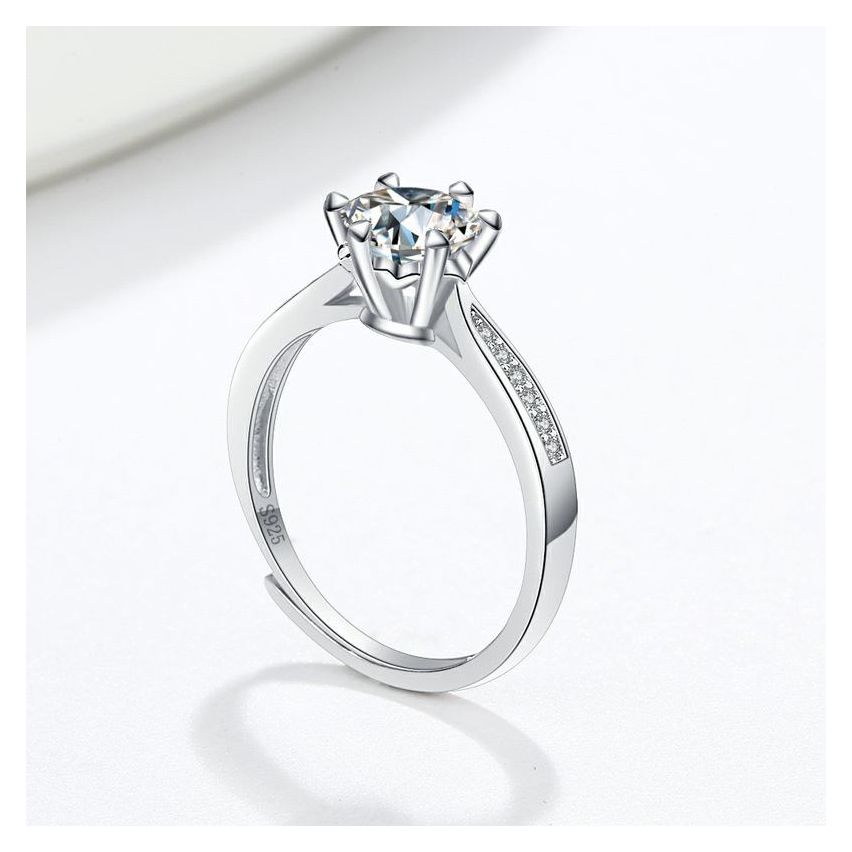 Rhodium Plating 925 Silver and White Promise ring Ring