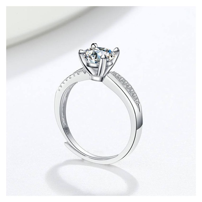 Rhodium Plating 925 Silver and White Promise ring Ring