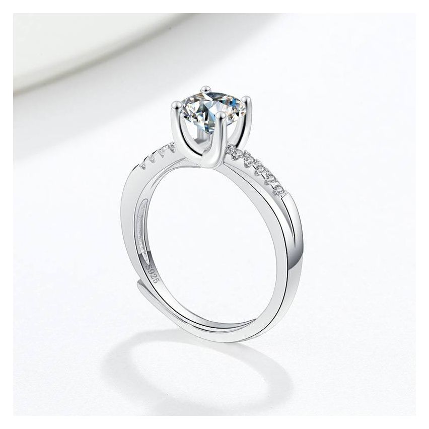 Rhodium Plating 925 Silver and White Promise ring Ring