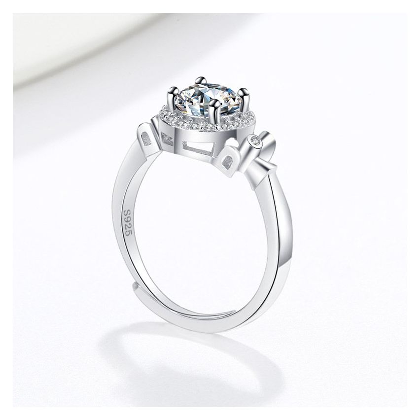 Rhodium Plating 925 Silver and White Promise ring Ring