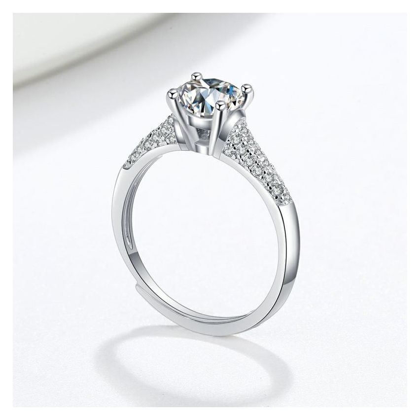 Rhodium Plating 925 Silver and White Promise ring Ring