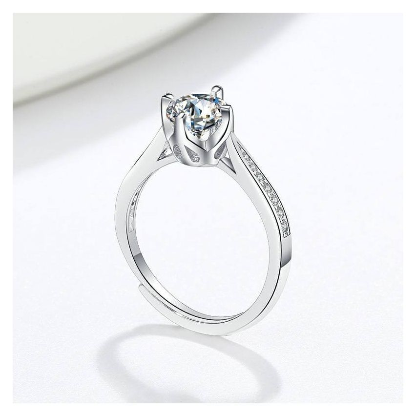 Rhodium Plating 925 Silver and White Promise ring Ring