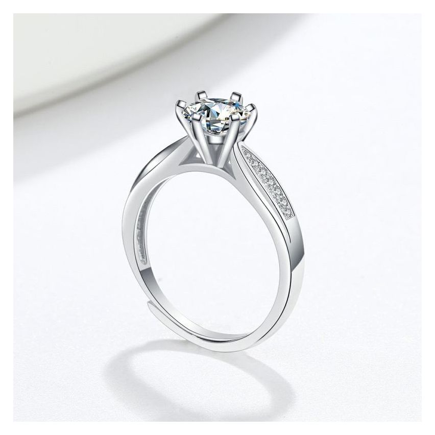 Rhodium Plating 925 Silver and White Promise ring Ring