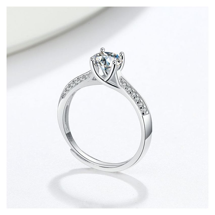 Rhodium Plating 925 Silver and White Promise ring Ring