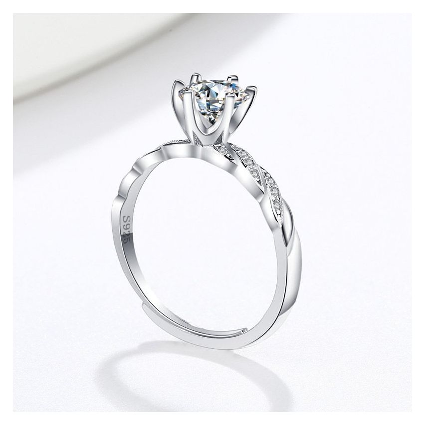 Rhodium Plating 925 Silver and White Promise ring Ring