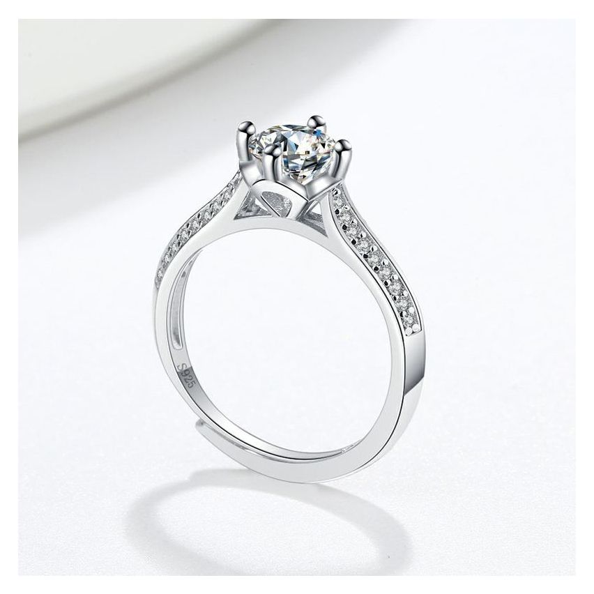 Rhodium Plating 925 Silver and White Promise ring Ring