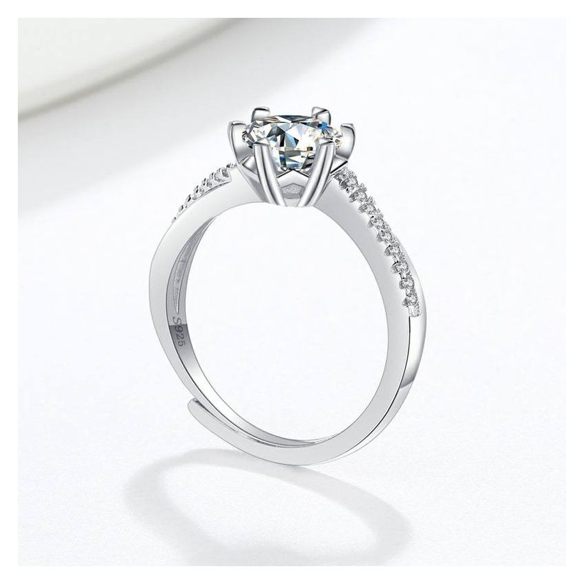 Rhodium Plating 925 Silver and White Promise ring Ring