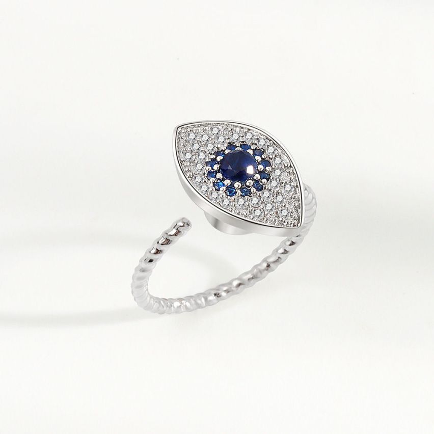 925 Silver and Combined Zircon Rotatable Ring